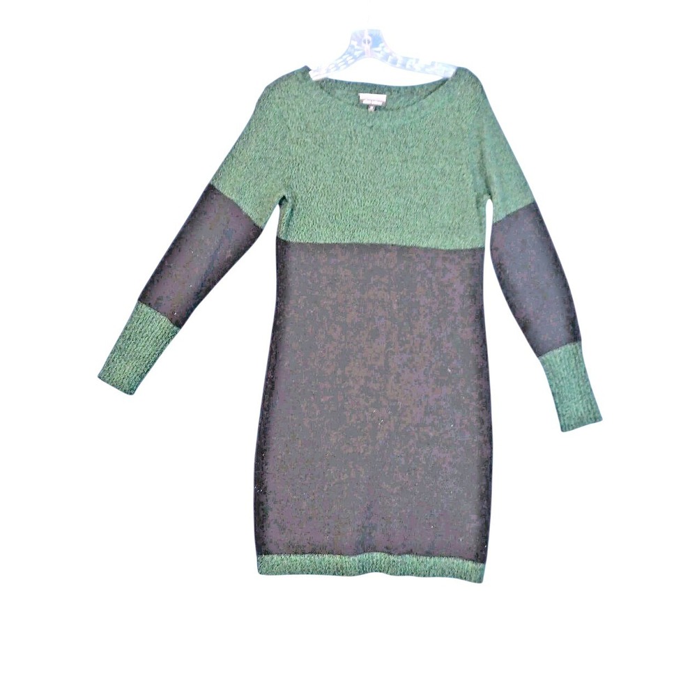 Women's Long Sleeve Green Black Knit Medium Warm‎ Sweater Dress Allison Brittney